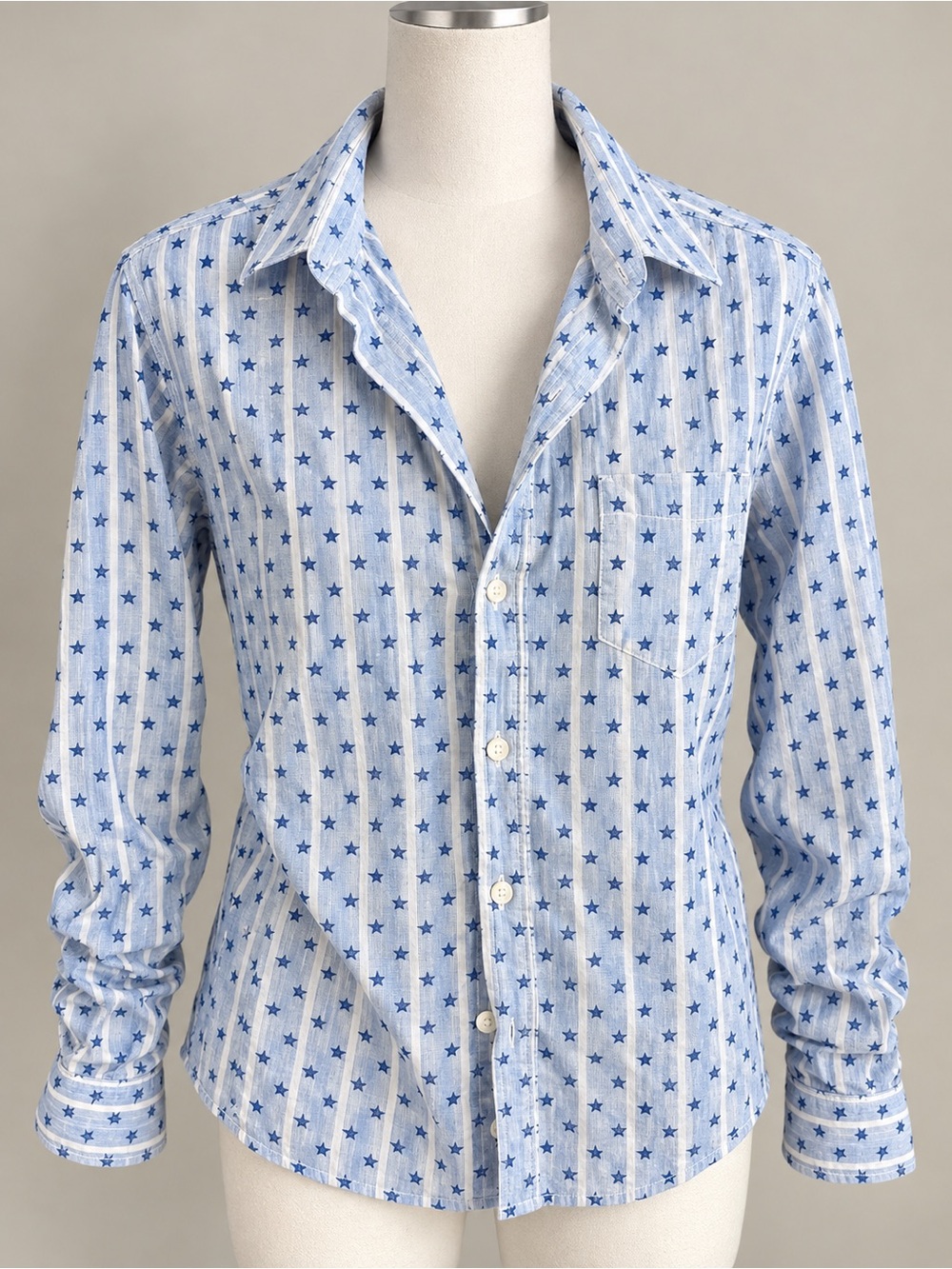 Frank & Eileen Light Blue Button-Down with Navy Star Print